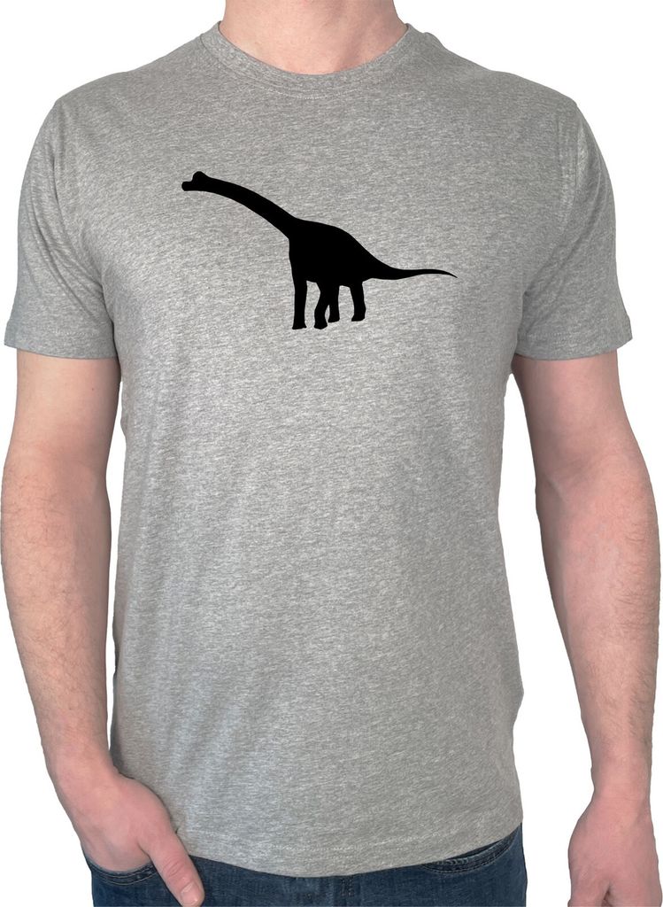 Huuraa Herren T-Shirt Brachiosaurus Dinosaurier XL Sport Grey Bio Baumwolle Fairtrade Herrenshirt Geschenkidee