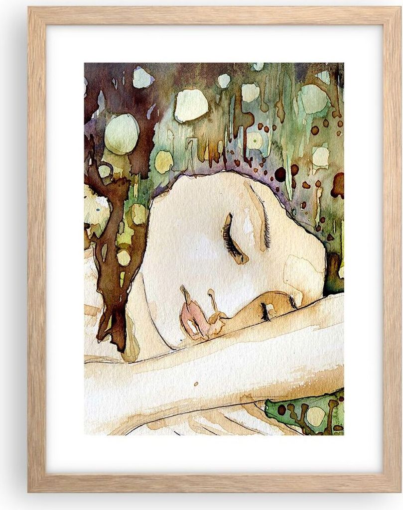 Gerahmtes Poster - Rahmen in heller Eiche - Frau modern - 30x40 cm - Wand Bild - Wanddeko - Wandbilder - Kunstposter - Wandposter - Bilderrahmen - ...