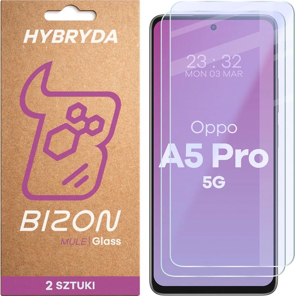 2x Flexibles Hybridglas für Oppo A5 Pro 5G, Bizon Glass Mule Duo