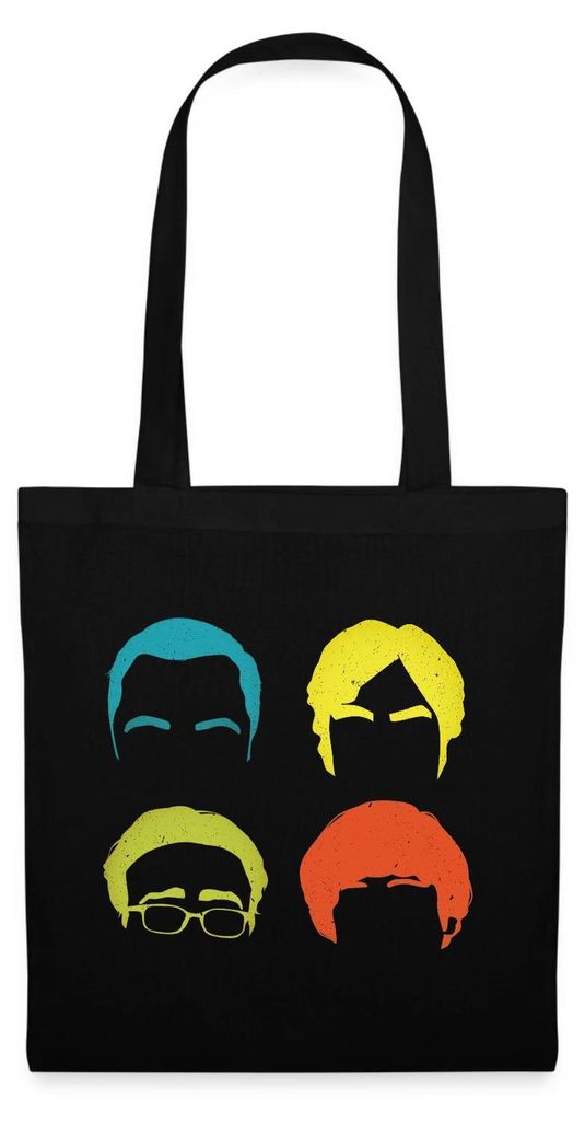 Spreadshirt The Big Bang Theory Schlaue Köpfe Team Pop Art Stoffbeutel, One size, Schwarz