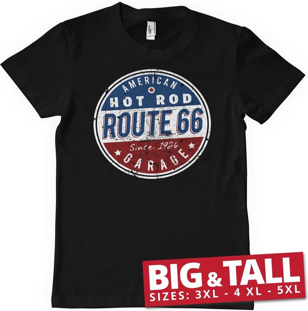 Route 66 - Hot Rod Garage Big & Tall T-Shirt - 5XL - Black