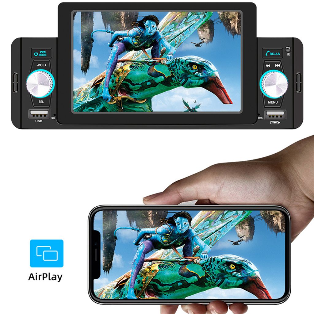 Single Din 5 Zoll Autoradio Bluetooth MP5-Player Wireless FM Radio Rückfahrkamera Apple CarPlay und Android Auto