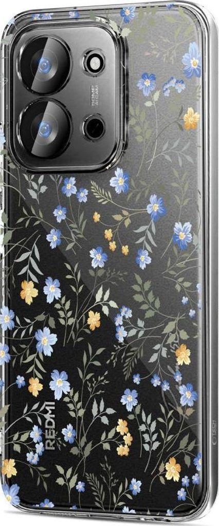 Handyhülle für Xiaomi Redmi 15C 5G, Tech-Protect FlexAir, Transparent mit Blumenmuster