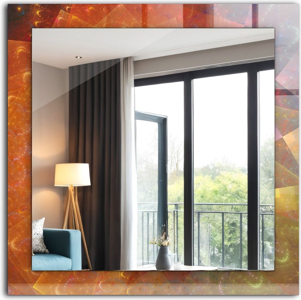 Dekorativer Wandspiegel - Bedruckter Spiegel - Motiv - 60x60 cm - Bunte Fraktale Spirale