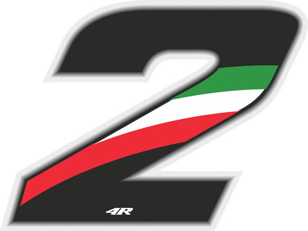 Aufkleber Rennnummer für Motorrad "2" Trikolore 100 x 130 mm