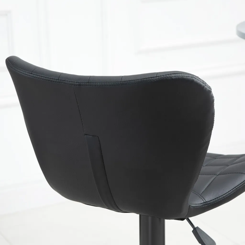 Tabouret de bar pivotant noir lot de 2 chaises design rétro réglables - 7
