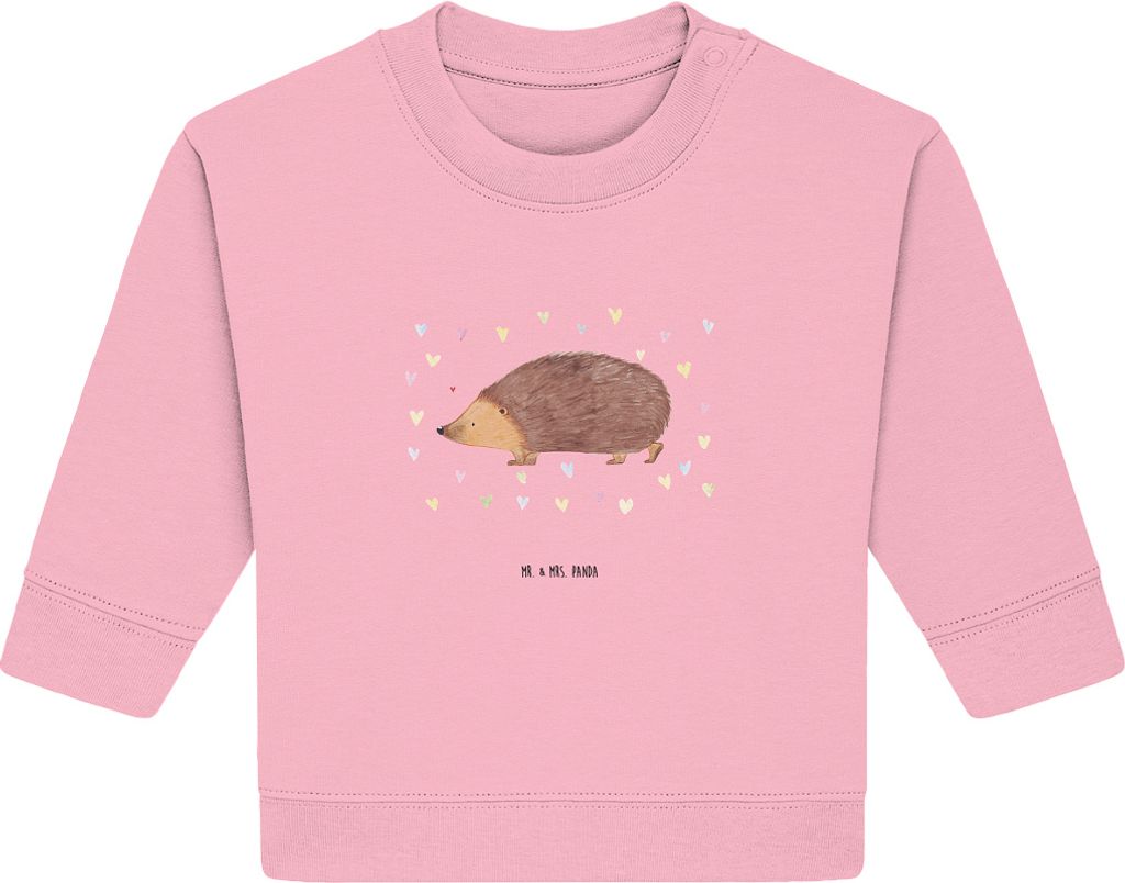 Mr. & Mrs. Panda Organic Baby Pullover Igel Herzen 24. - 36. Monat - Baumwolle Pink - Geschenk, Lustige Sprüche, Herz, Kuss, Bullover, Liebe, Vert...
