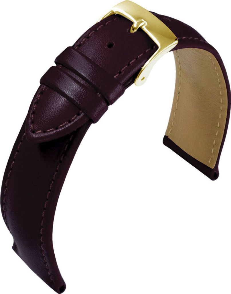 Barington Kalb Resisto Uhrenarmband bordeaux hautfreundlich Leder, Stegbreite:20mm, Schließe:Gelbgolden