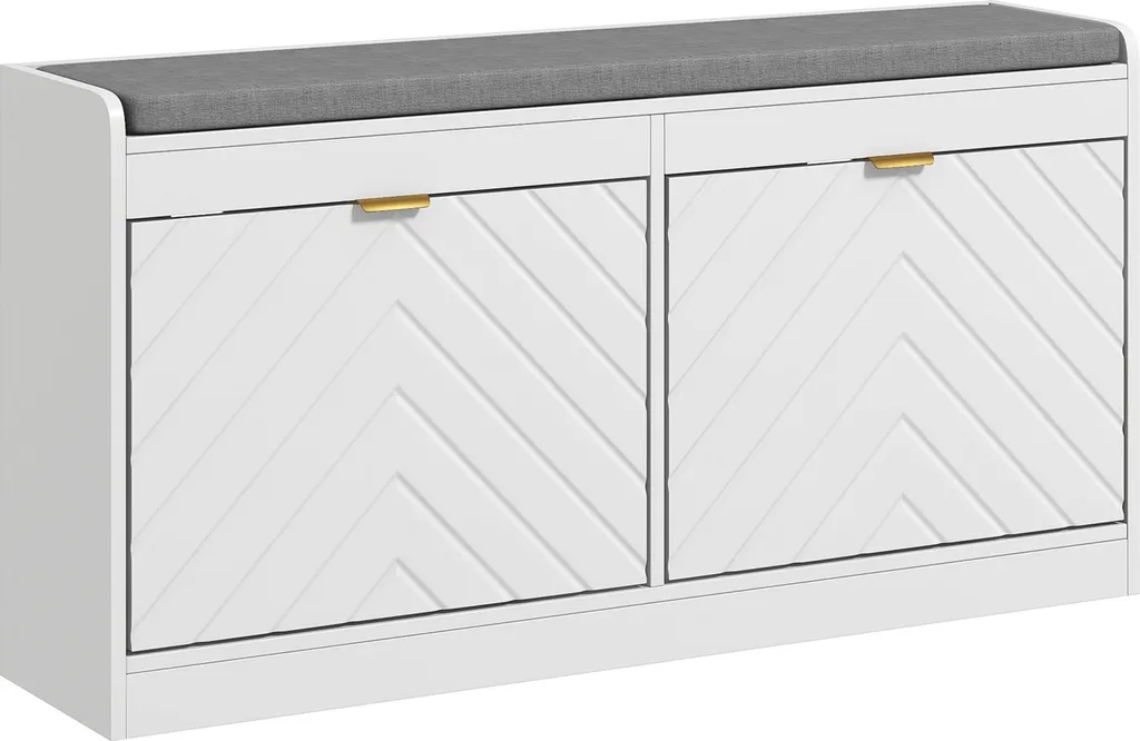 Meuble de rangement chaussures blanc design avec assise et tiroir
