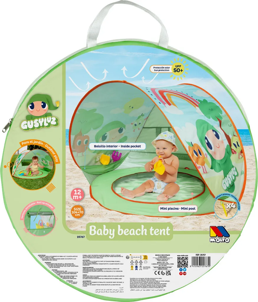 Tente de Plage pour Bébé Molto - Abri Solaire 104x70 cm Vacances Été