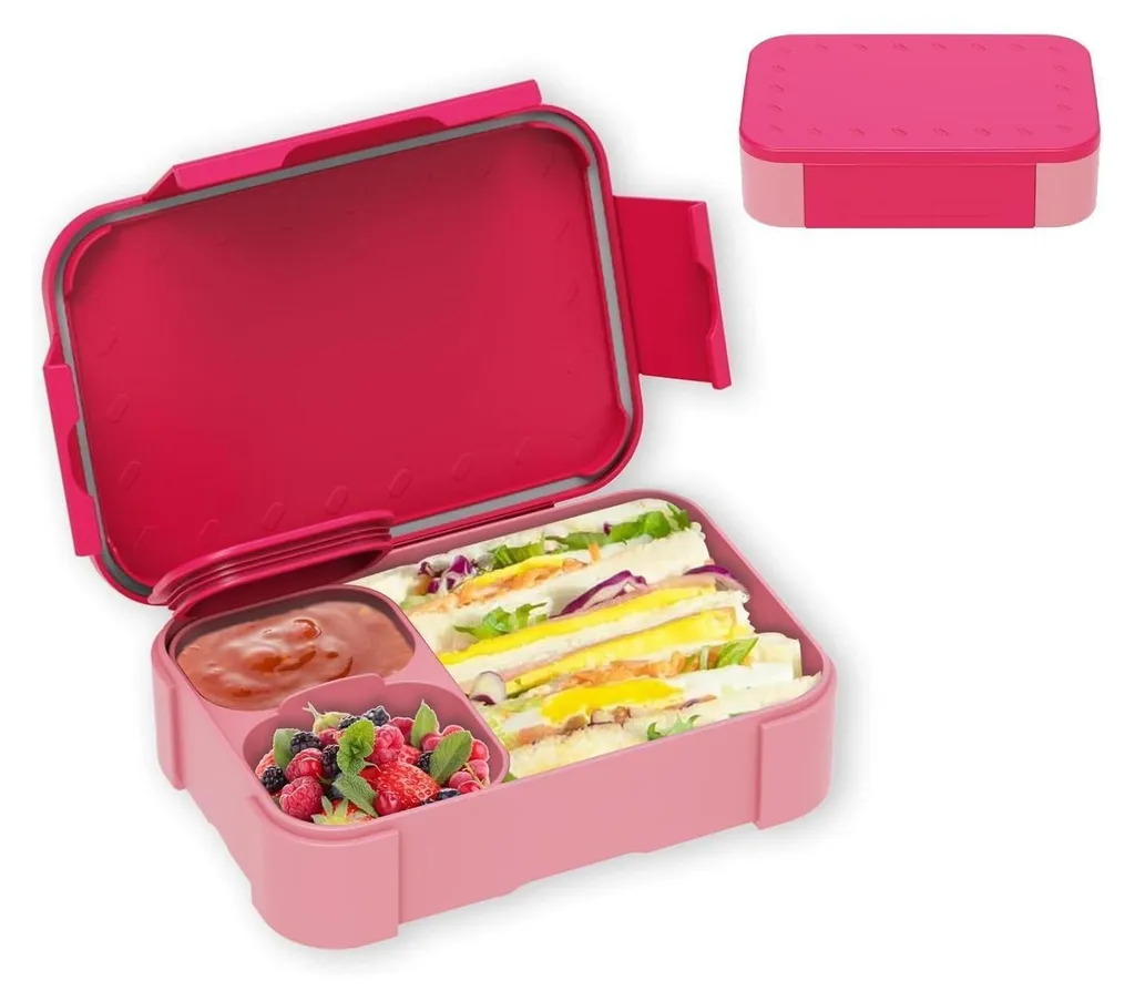 Bento Box Bambini Rosa 900ml | Porta Pranzo Sostenibile con Scomparti