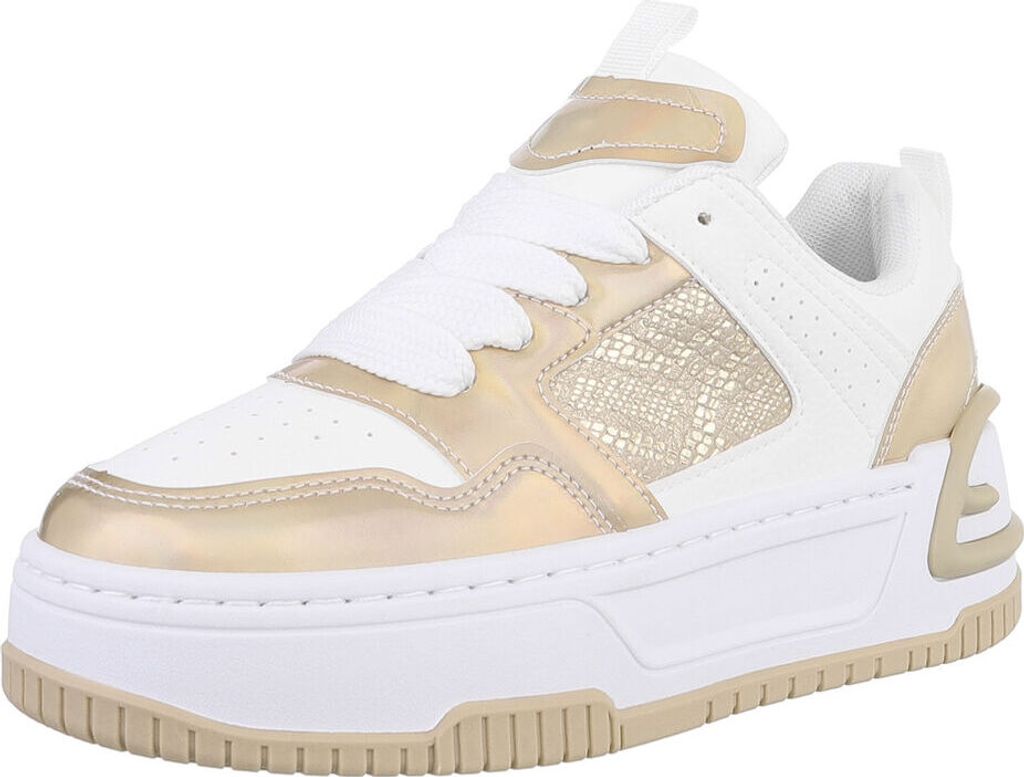 Ital-Design Damen Freizeitschuhe Textiloptik, Lederoptik Sneakers Low 88828474 Weiß Gr. 40