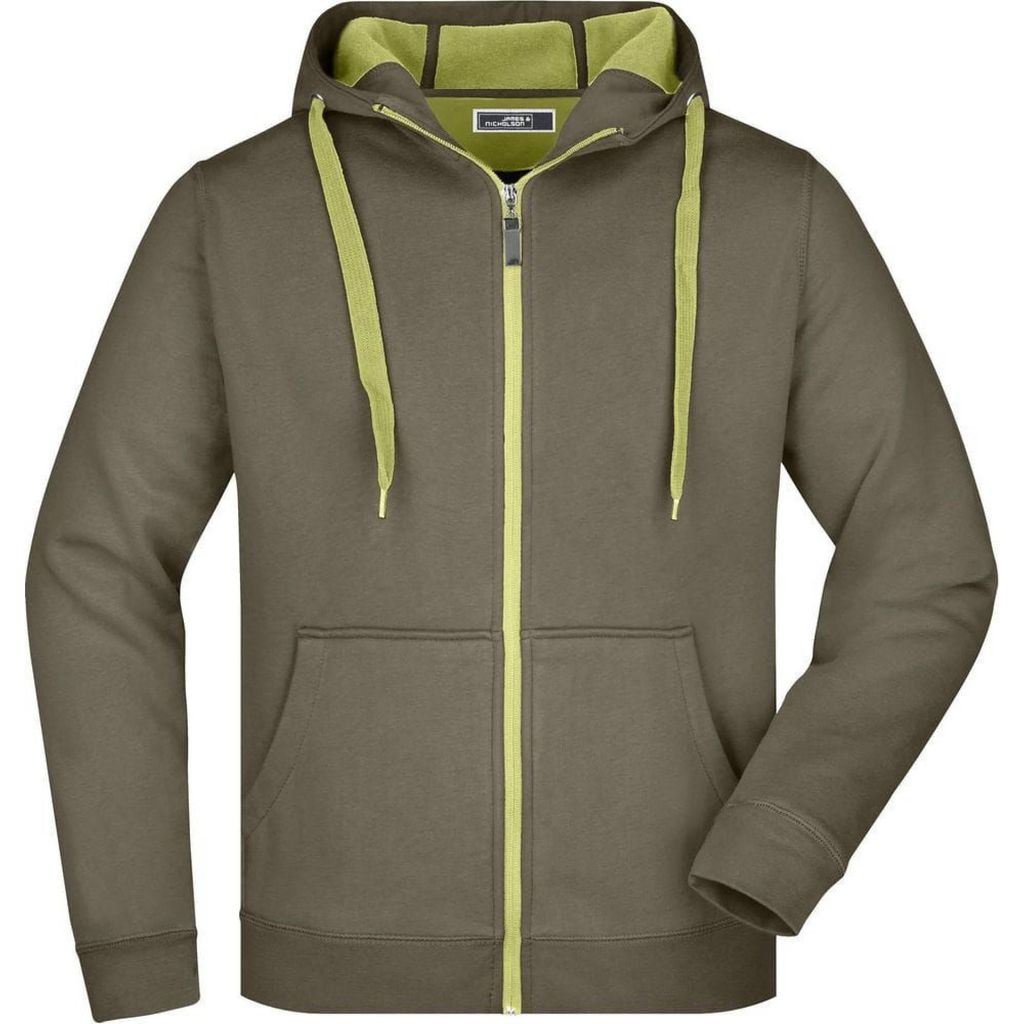 James and Nicholson - "Doubleface" Jacke für Herren, Durchgehender Reißverschluss LT3188 (S) (Oliv/Helles Lindgrün)