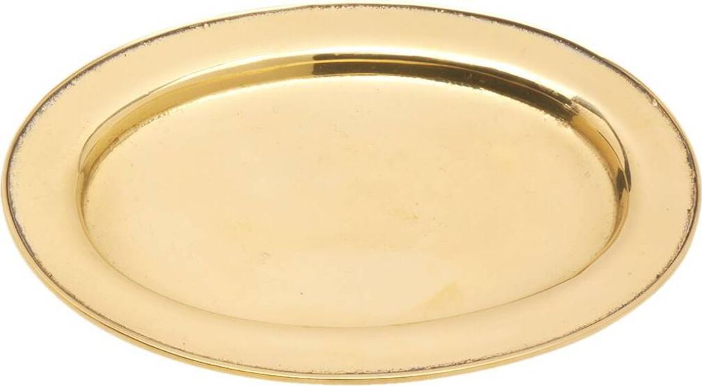 Klassisches Tablett Oval 9x5,5cm Messing Gold Glanz Kerzenteller Schmuckablage