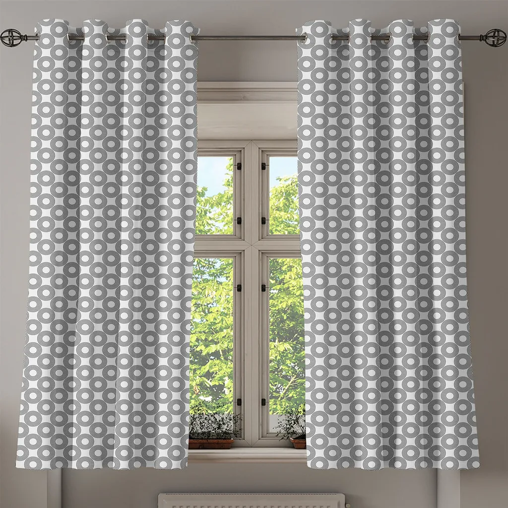 Rideau géométrique à anneaux concentriques 280 cm Imprimé Graphique - 2
