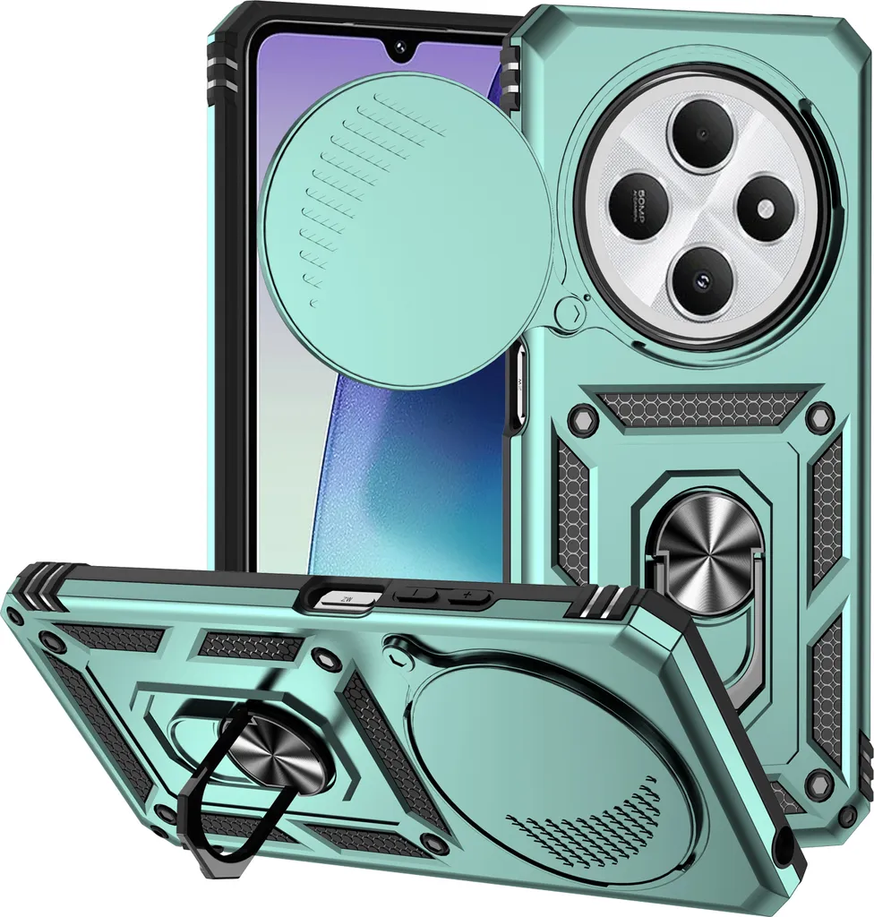 Custodia Antiurto Redmi 14C Verde: Armor con Sliding Camera Cover