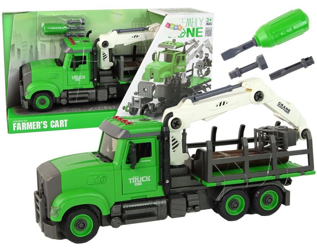 Lean Toys Holztransporter LKW Fahrzeug Reibungsantrieb Geländewagen Anhänger , Größe:UNIVERSAL