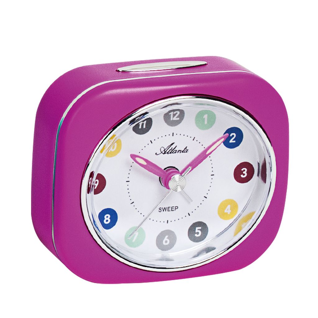 Atlanta 1983/1 Wecker für Kinder Quarz analog Kinderwecker rot leise Licht