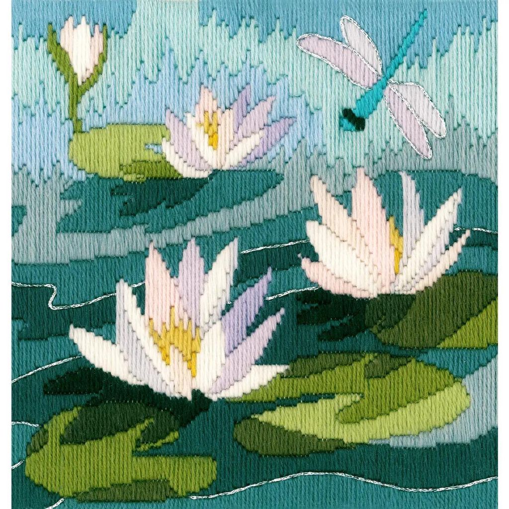 Bothy Threads Langstich Set "Wasserlilien", vorbedruckt, LSWL, 20,5x21,5cm