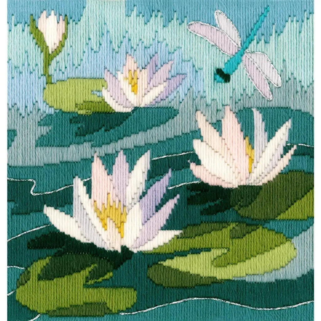 Kit Broderie Bothy Threads Nénuphars LSWL Canevas Imprimé 20,5x21,5 cm