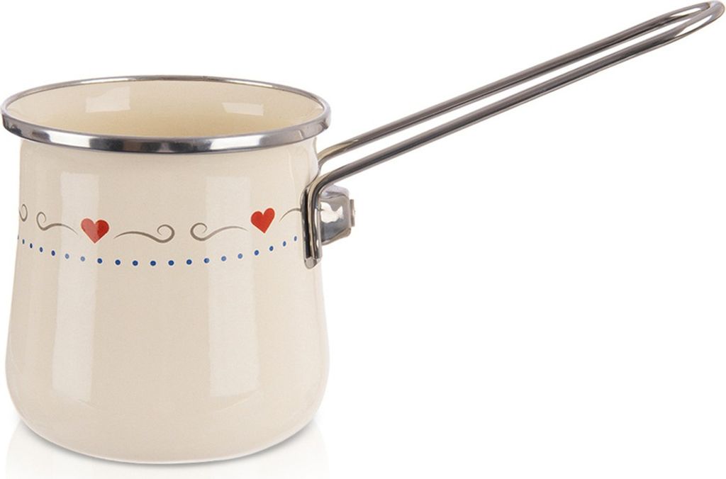 Orion | Türkische Kaffeekanne - Emaille Kaffeekännchen - 600 ml - Creme - Spülmaschinengeeignet