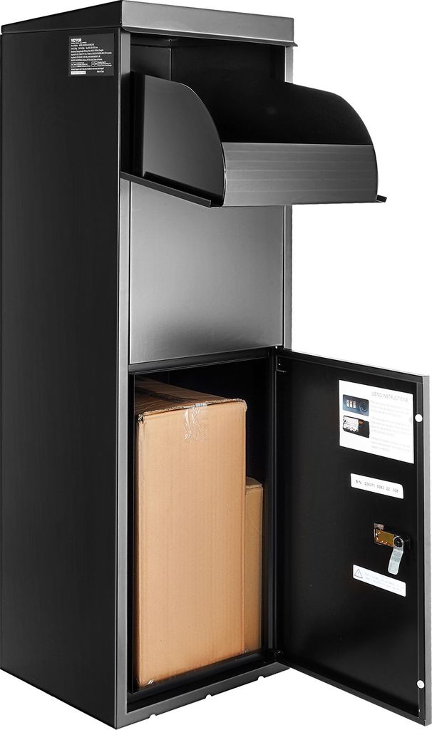 SucceBuy Paket Lieferung Box für Außen 13,9 „x 11,6 ‚x 42‘ verzinktem Stahl codierte Sperre Anti-Diebstahl IPX3 wasserdicht Drop Box