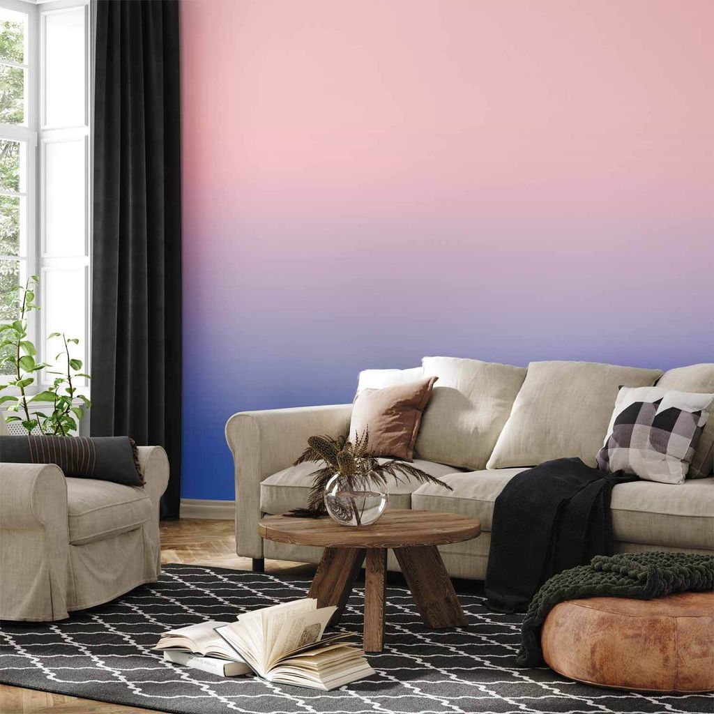 Vlies Fototapete - Pink Dawn - Gradient Background from Pink to Cool Blue 300x210 cm Muster f-A-10217-a-a