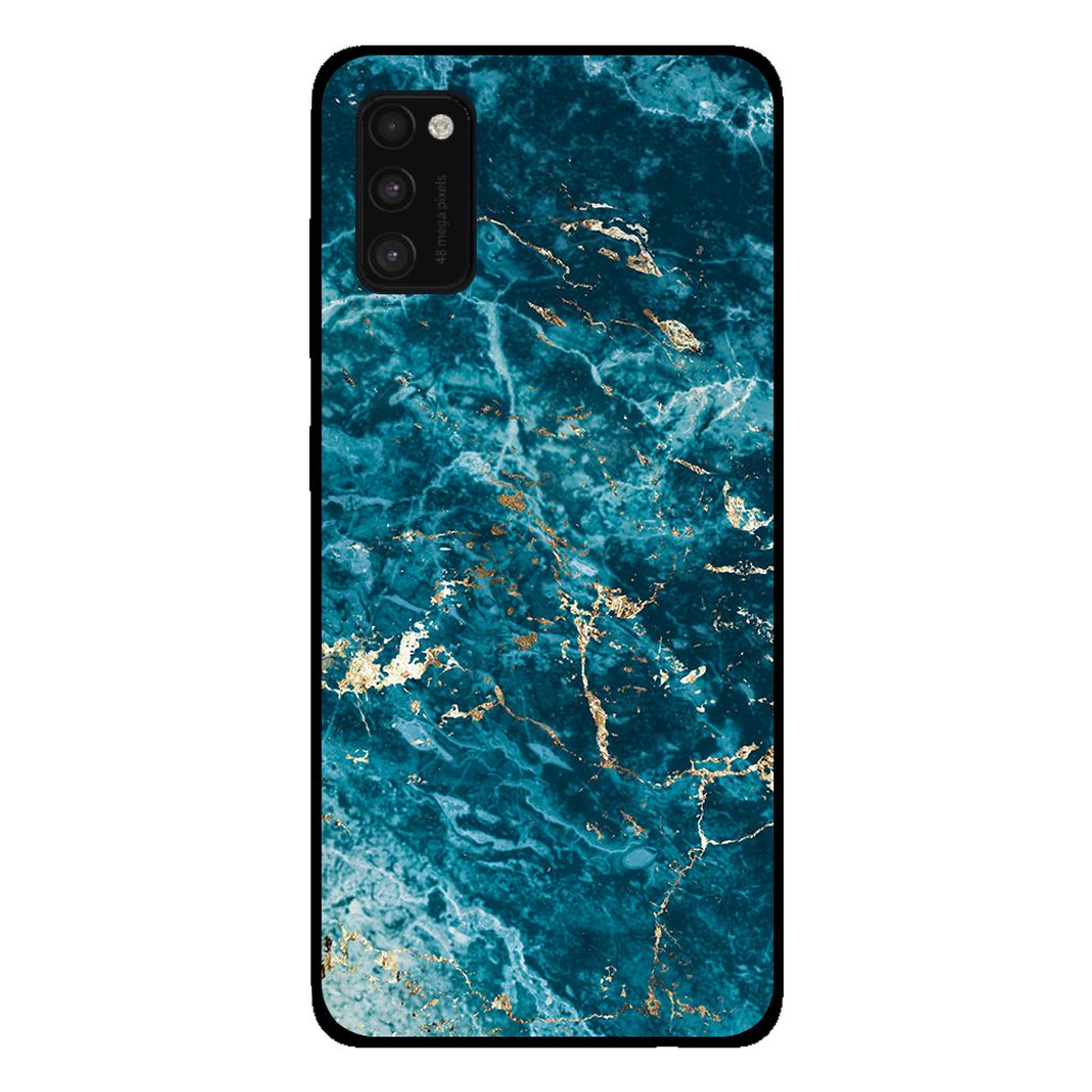 Smartphonica Handytasche für Samsung Galaxy A41 mit Marmordruck - TPU Rückseite Fall Marmor Design - Blau