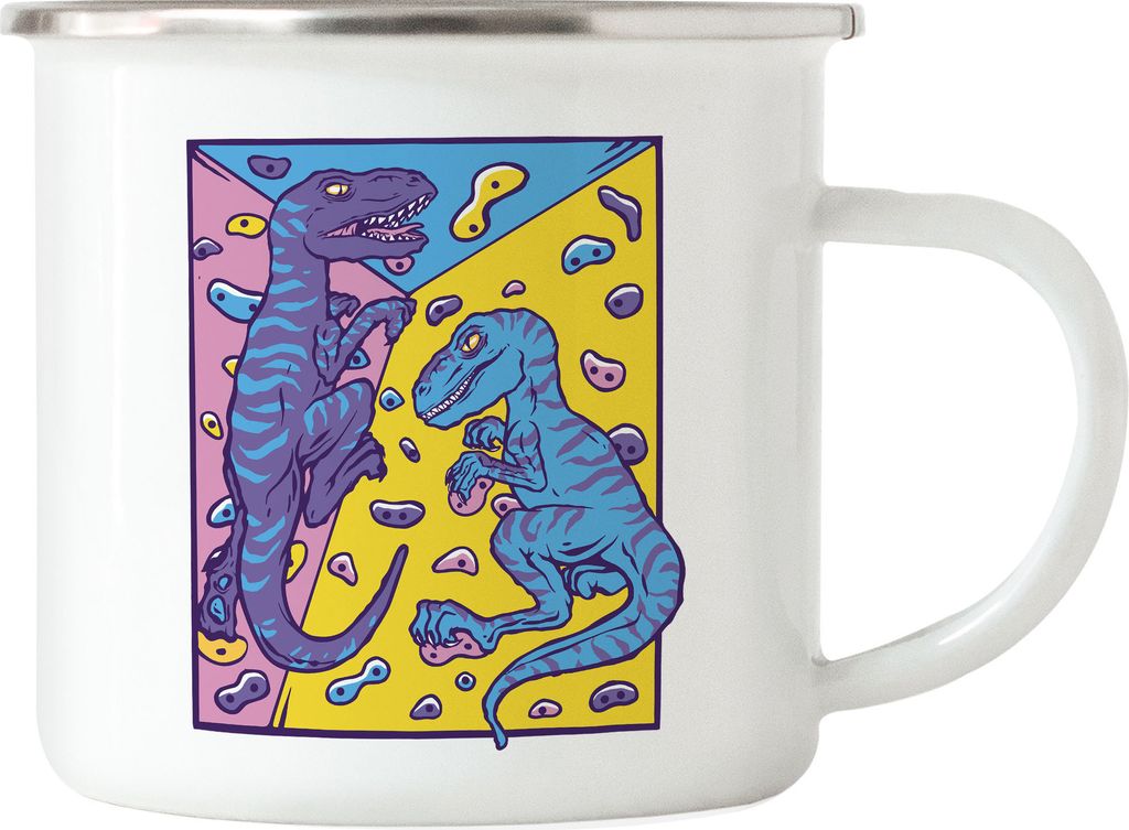 Climb Emaille Tasse Berge Bergsteigen Bouldern Klettern Sport Freizeit Hügel Halle Felsen Dinos Kletterschuhe