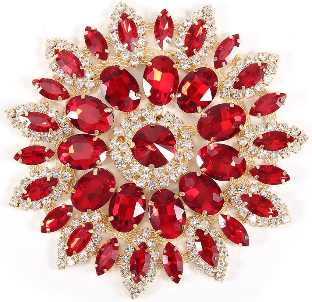 Kristallglas Strasssteine Dekoration DIY -Kleidung Frauen Accessoires 11 cm (rote goldene Basis)