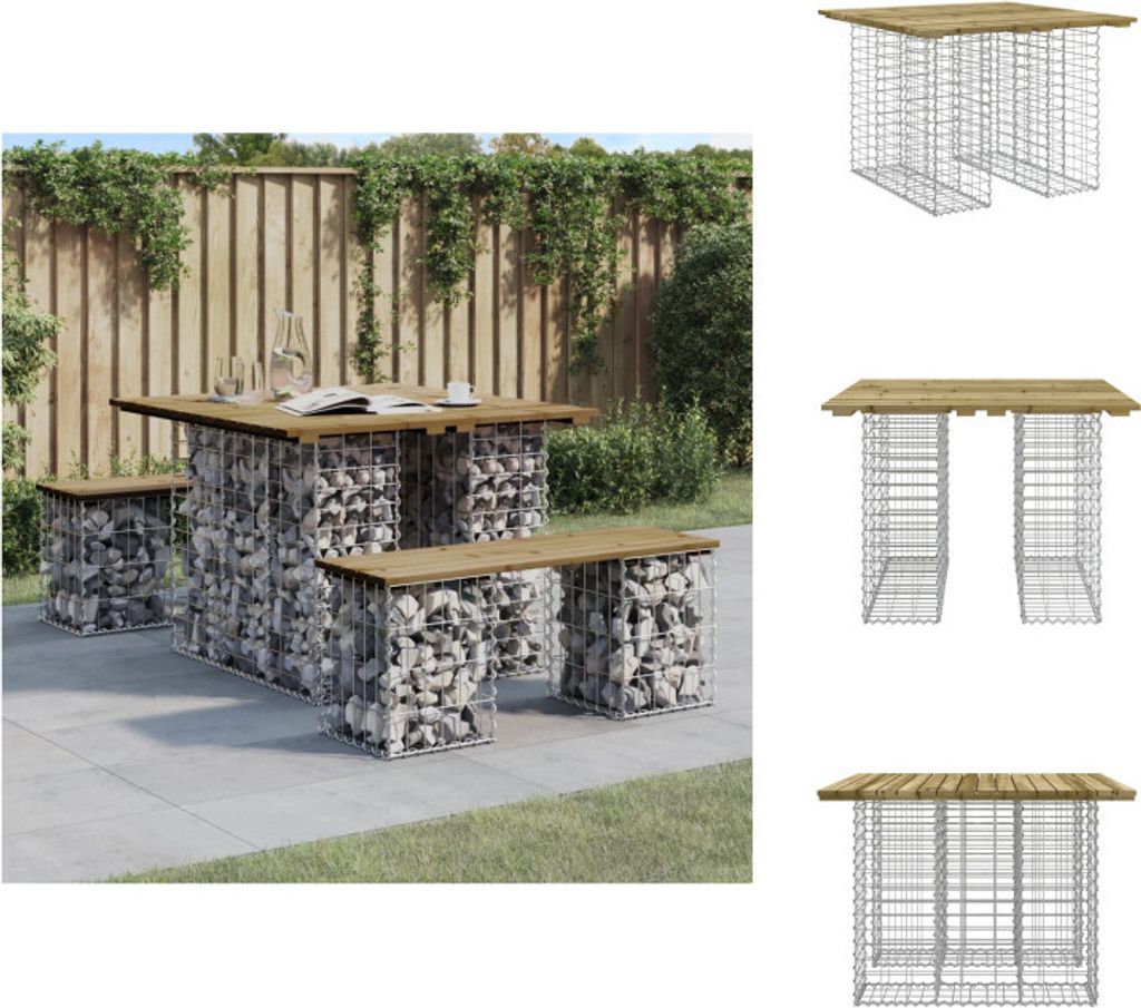 vidaXL Gartenbank aus Gabionen 100x102x72 cm Kiefernholz Imprägniert - Gartenbänke