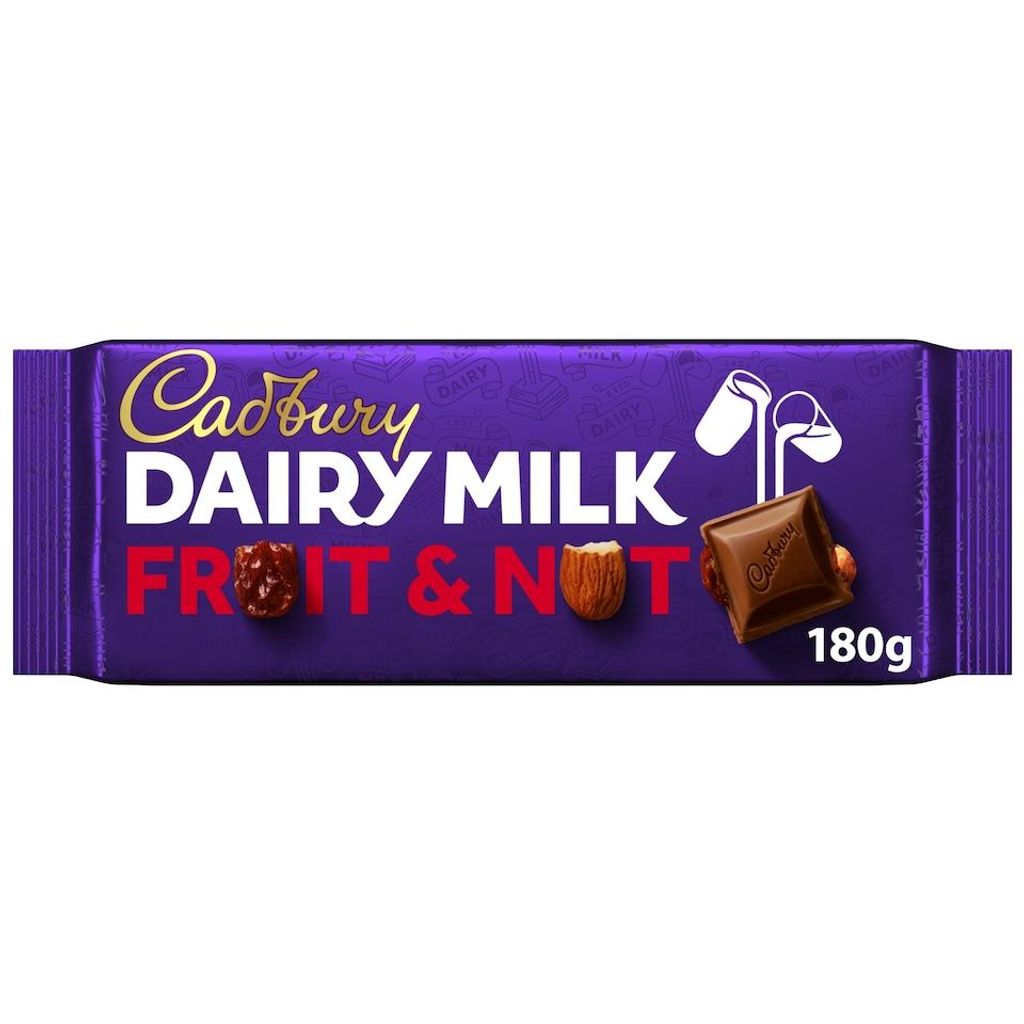 Cadbury Dairy Milk Fruit & Nut Chocolate Bar, 180g Produktbild 
