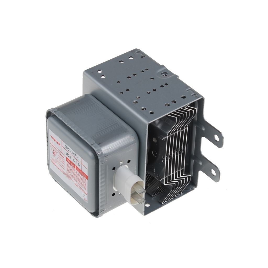 A microwave magnetron component is shown against a white background.