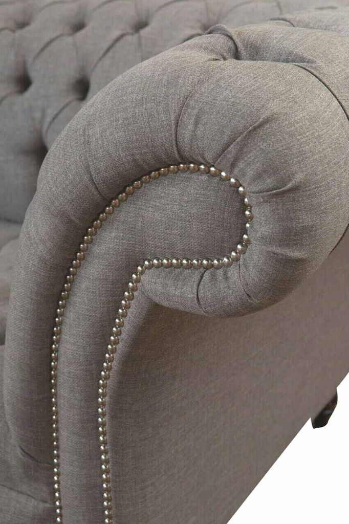Chesterfield 3 Sitzer Polster Couch Sofa Couchen Textil Modern Stil Grau