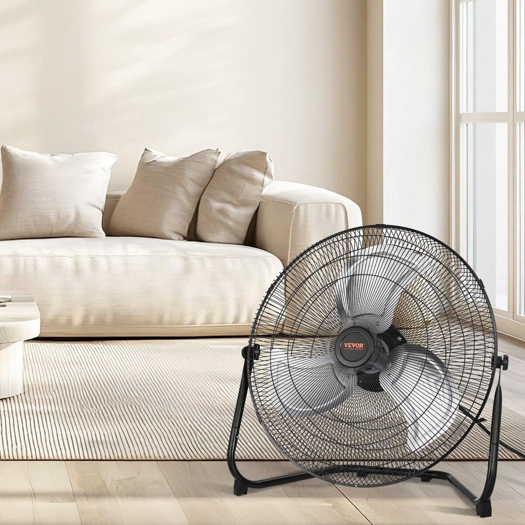 18-Zoll-Bodenventilator, 3 Geschwindigkeitsstufen, 360° neigbar, Hochgeschwindigkeits-Industrieventilator