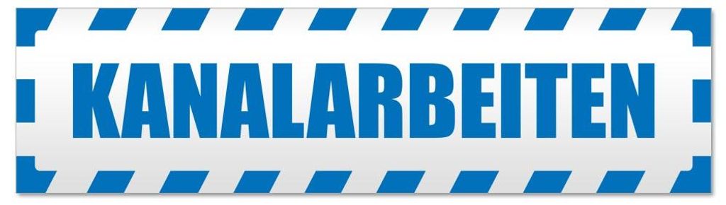 Kiwistar - Autoaufkleber - Blau - 45 x 12 cm - Kanalarbeiten gestreift - Hinweis Aufkleber Sticker für Auto, Kfz, Fahrrad, PKW, LKW