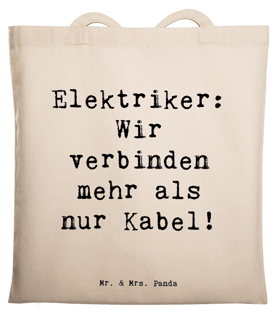 Mr. & Mrs. Panda Shopping Tasche Spruch Elektriker Verbindungen - Transparent - Geschenk, Tote Bag, Berufsprodukte, Lichtinstallationen, Berufsgest...