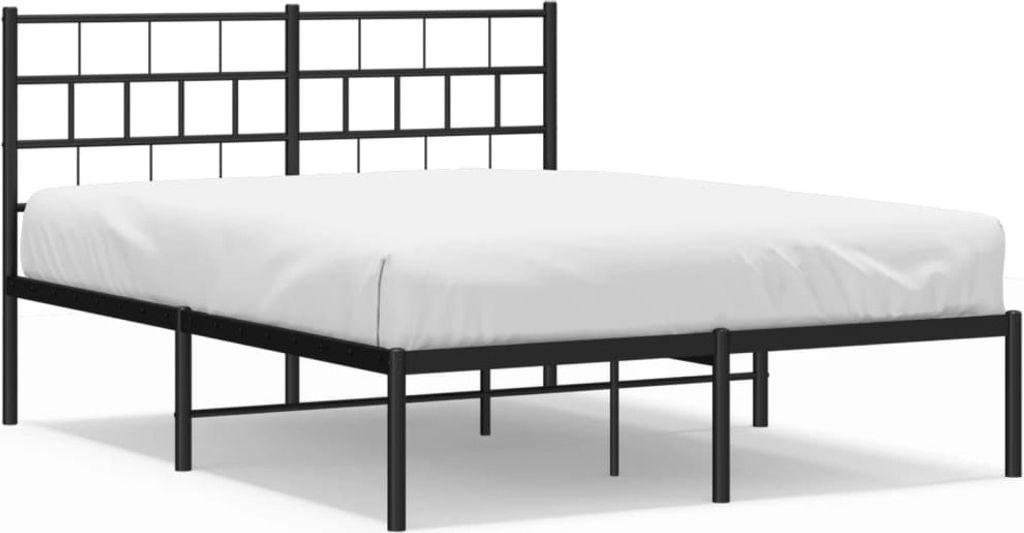 vidaXL Bettgestell mit Kopfteil Metall Schwarz 140x200 cm