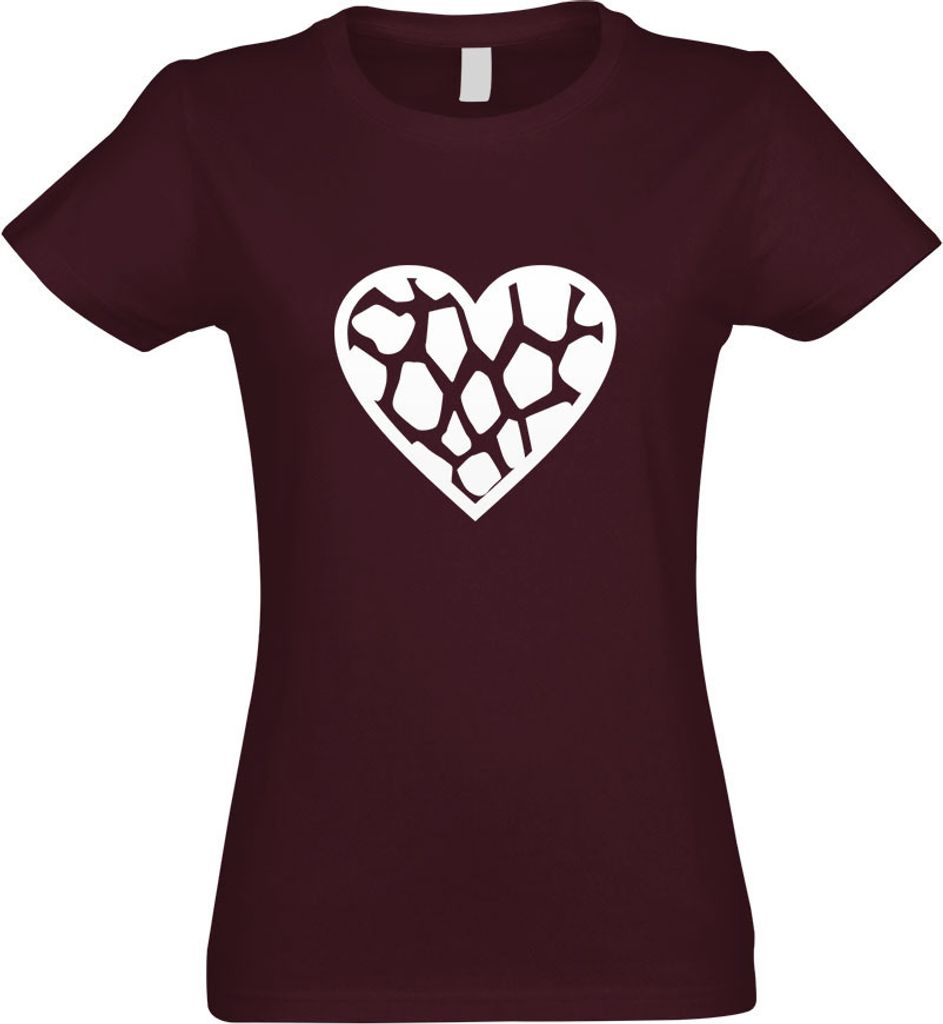 Kiwistar - T-Shirt tailliert - Damen - Burgund - Giraffe - mit Motiv Bedruckt - Funshirt Design - Sport - Freizeit - Damen - M