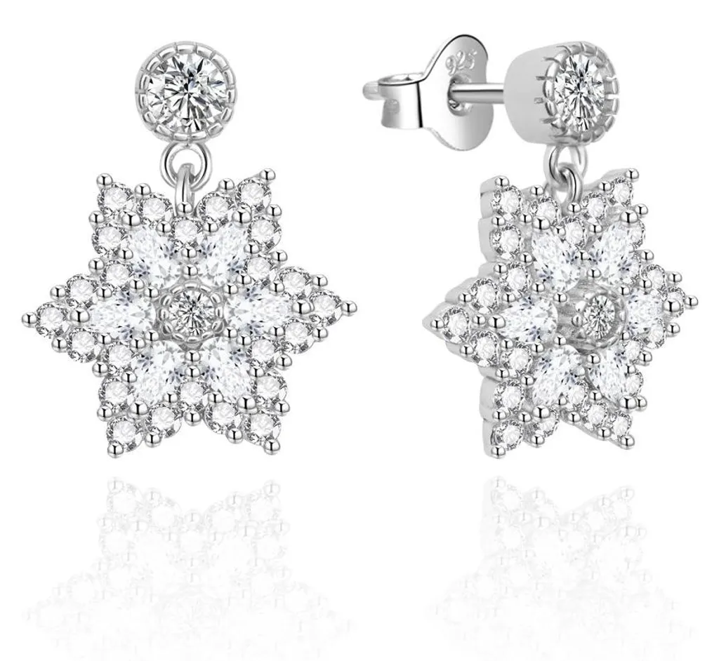 Boucles d'oreilles pendantes mariage et soirée en zircones éclatantes