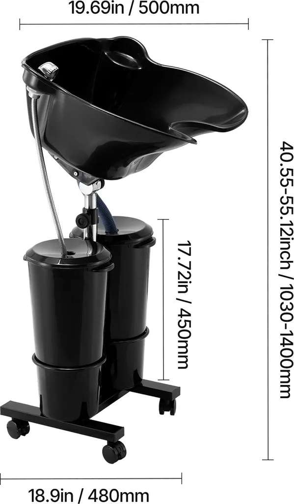 SucceBuy Vasca Portatile per Shampoo con Pompa Elettrica e 2 Secchi - 8