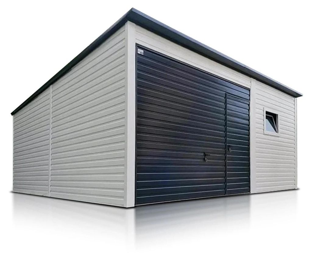 Fertiggarage Einzelgarage 6x6m Pultdach Schwingtor Automat Produktbild 