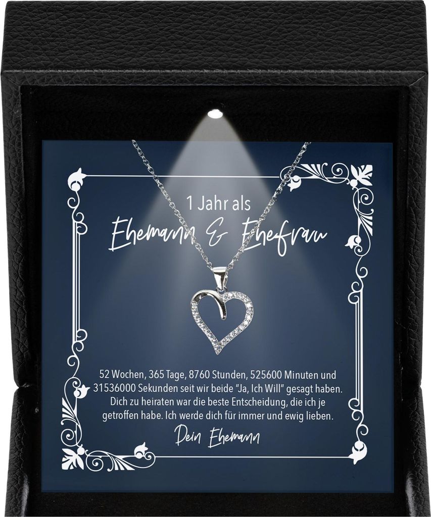 22Feels Erster Hochzeitstag Geschenk Ehefrau Frauen Schmuck - Silber 925/000 Herz Halskette Damen - An Meinen Schatz - Romantisch Ich Liebe Dich Ke...