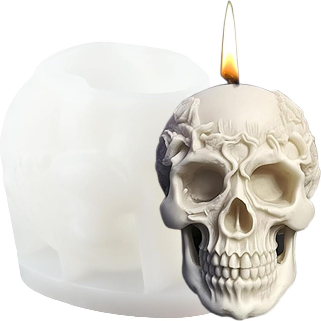 stampo in silicone 3D con teschio, rosa, fiore, fantasma Immagine del prodotto 
