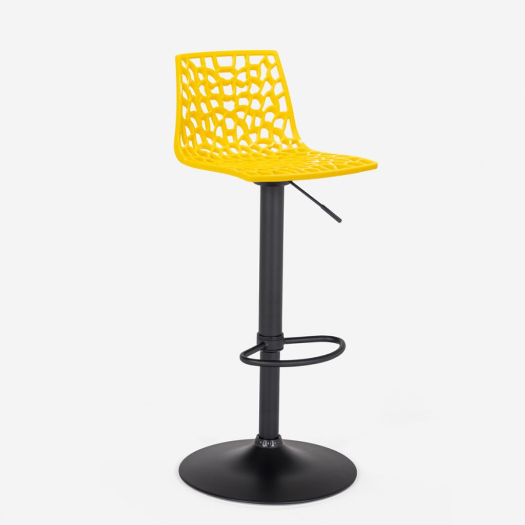 Verstellbarer Barhocker mit mattschwarzer Basis Grand Soleil Spider Matt - Gelb