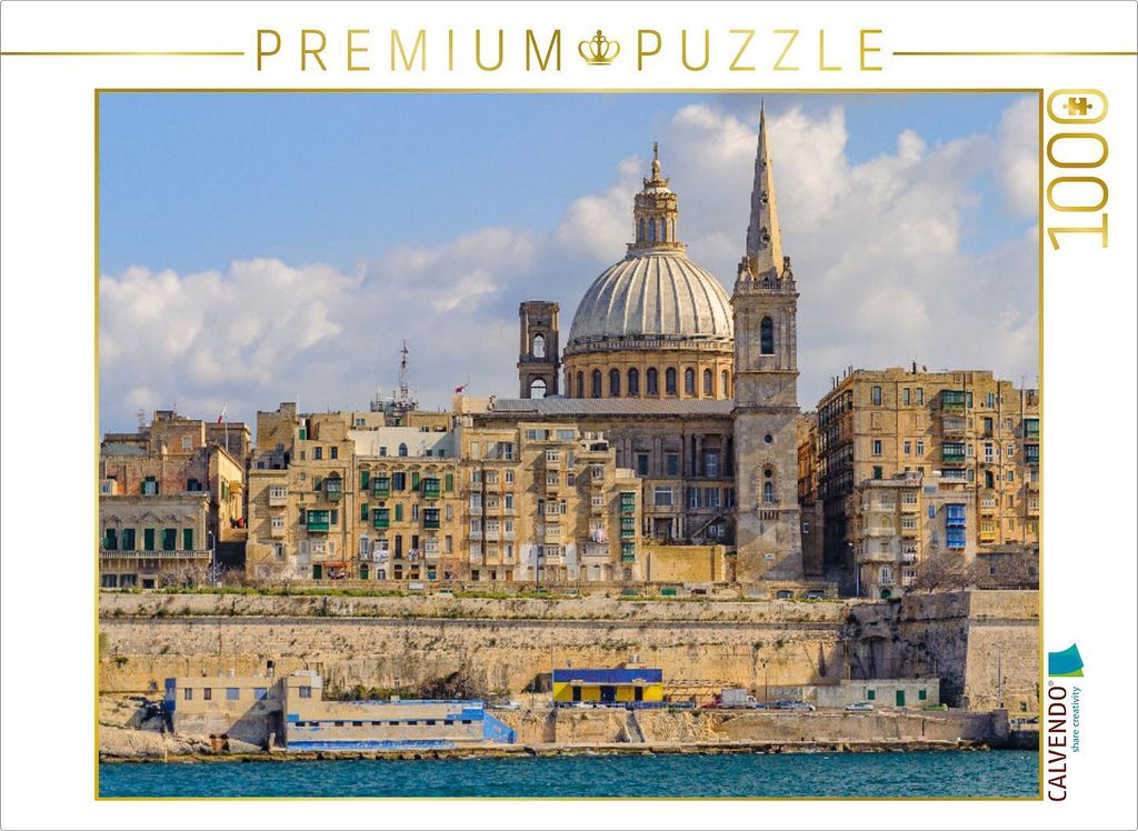CALVENDO Puzzle Blick auf die Skyline von Valetta | 1000 Teile Lege-Größe 64x48cm Foto-Puzzle für glückliche Stunden