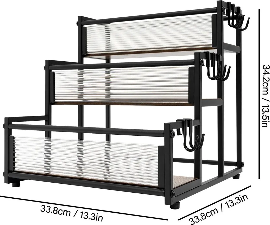 Étagère de rangement rectangulaire noire 3 niveaux pour petits objets