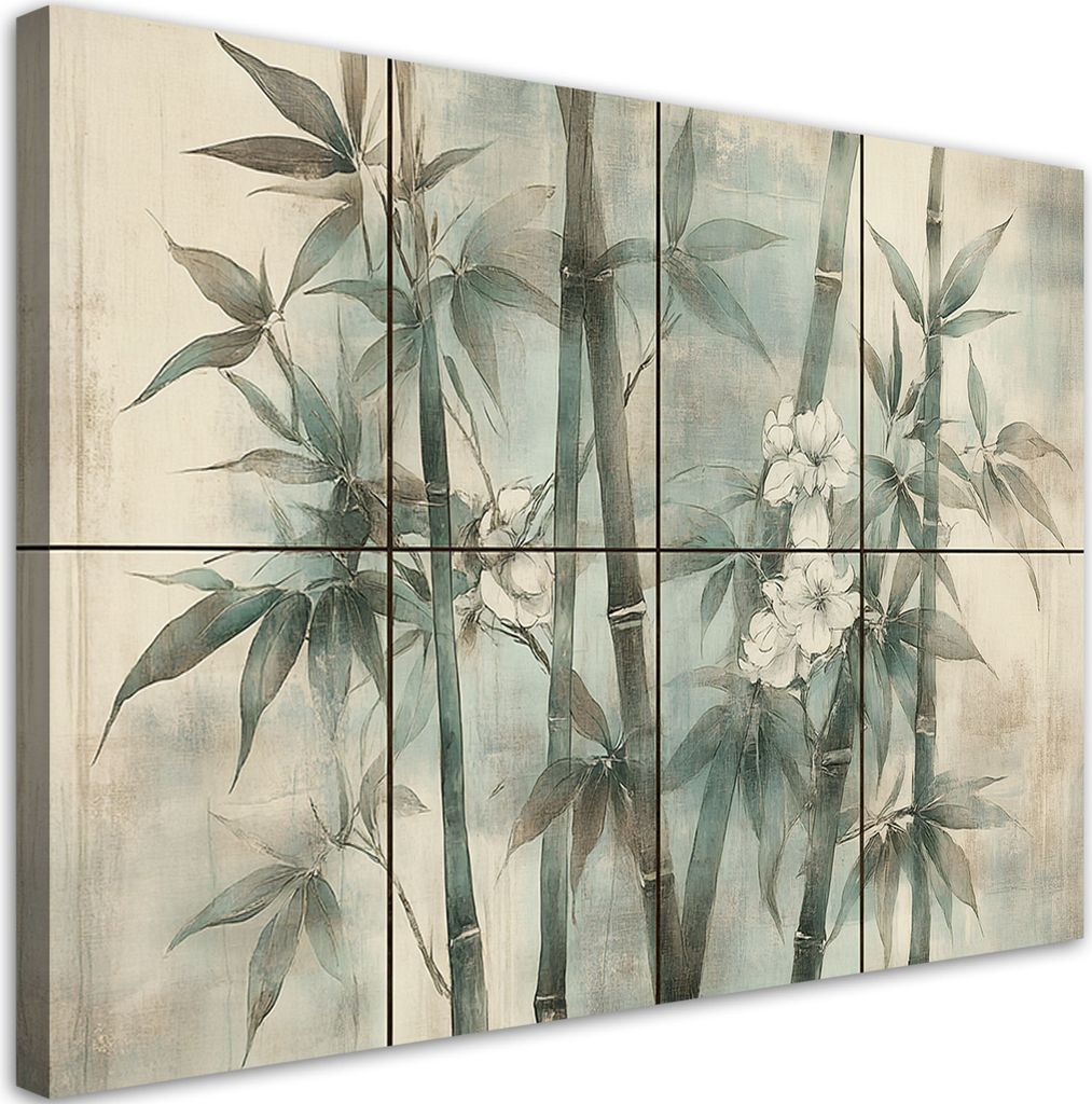 Feeby - Leinwand Bilder - Bambus Pflanzen Abstrakt - 30x20 cm - Deko Wohnzimmer - Wandbilder Schlafzimmer - Deko Aesthetic - Wand Deko - Leinwand G...
