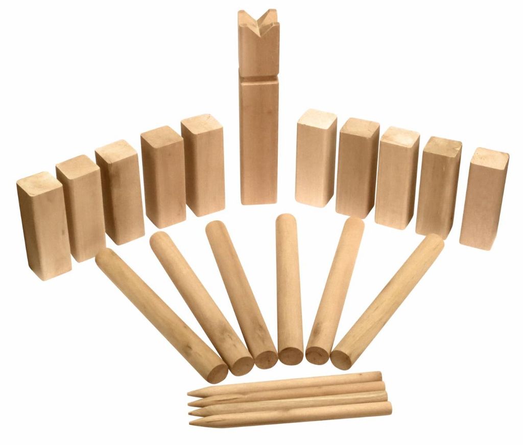 Königsspiel KUBB aus Holz Geschiklichkeitsspiel Kinder Teenager Familie Garten Spiel Spaß Outdoor Spielzeug