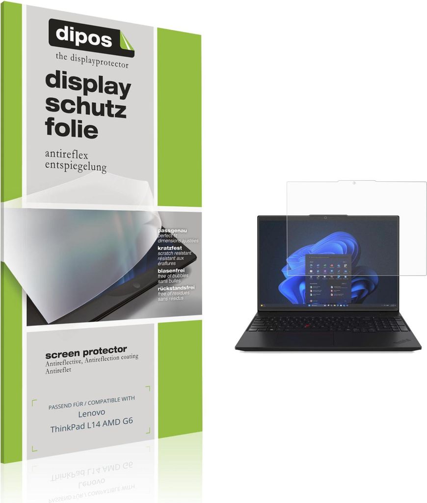 2x Schutzfolie für Lenovo ThinkPad L14 AMD G6 matt Displayschutzfolie Folie Display Schutz dipos